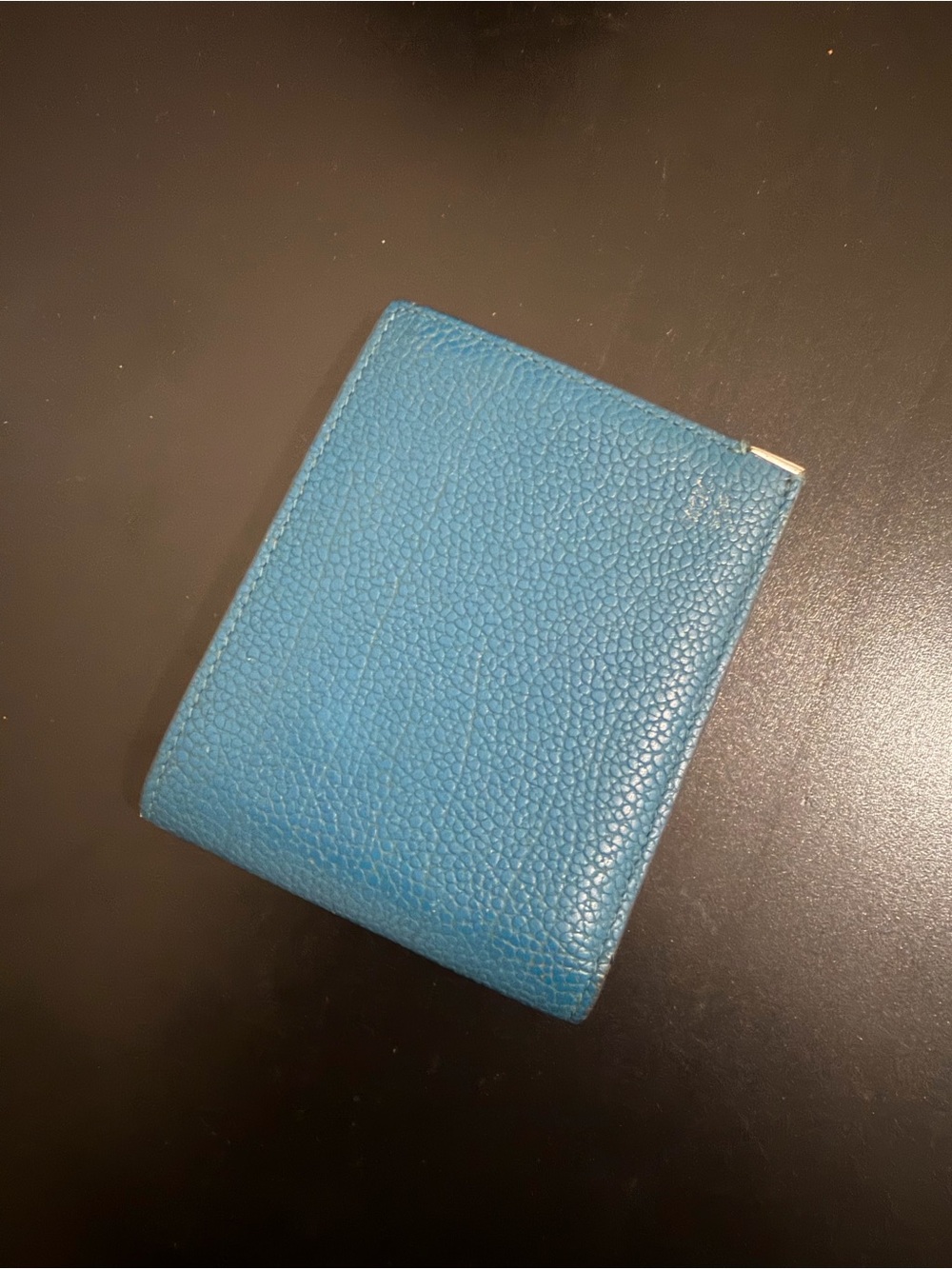 MCM Textured Card Holder - Turquoise Blue